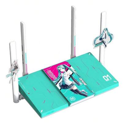 ASUS راوتر ASUS TUF Gaming 2 إصدار Hatsune Miku، راوتر WiFi 7 للألعاب، مسرع لاسلكي للألعاب بمنفذ 2.5G، قابل للتخصيص بذكاء اصطناعي، راوتر WiFi 7 TUF X Hatsune Miku (يشمل بطاقة وملصق)