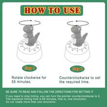 1 pieza Reloj temporizador mecánico con modelo de dinosaurio de dibujos animados, accesorio de cocina, reloj de alarma, contador de 60 minutos, decoración, temporizador manual para estudio (regalo de Navidad)