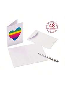Blank Cards With Envelopes Rainbow Heart Stationery 48Count