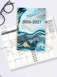 BUBU 1 件螺旋月度计划表，2 年月度计划表，含 3 张定制贴纸，2026 年 1 月至 2027 年 12 月，5.6 英寸 X 8.0 英寸，非常适合学校和办公室日程安排、办公桌配件、返校用品 - 紫色 - 查看 3