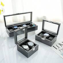 New 3/6/10/12 Slots Watch Box, With Large Glass Printed Striped, ASTUO 20 Slots Men's Watch Box, Black Luxury Watch Box Storage Case With Drawer, Leather Watch Display Box, Watch Organizer Box, Jewelry Box, Bracelet Box, Removable Watch Pillow