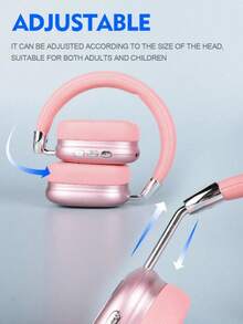 Wireless Bluetooth Headphones With High-Resolution Audio, Foldable And Lightweight Design, Deep Bass, Long-Lasting Earphones, Immersive Bass, USB-C Charging Port, HiFi Stereo, For Work, Gaming, Sports - 粉色 - 查看 3