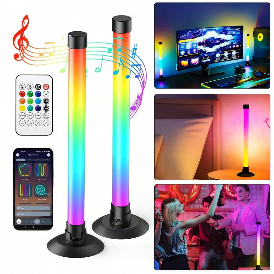 2 Pieces / 1 Set Of RGB Light Strips, Intelligent LED Room Light Strips, 8 Scene Modes And 16 Million Colors, Adjustable For Three Control Methods, Dynamic Music Synchronization Mode, PC Game Lighting, USB Backlight - 2 Pieces / 1 Set - View 1