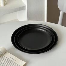 1/3/5pcs Stainless Steel Round Serving Platters, European Style Dessert Trays, Steak Plates, Baking Dishes, Seamless Design, Elegant Presentation, Ideal For Restaurants And Home Use - Black - View 9