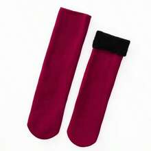 1 Paar kältebeständige Plüsch-Bodensocken mit mittlerem Schlauch für Herbst und Winter mit gerippten Bündchen, einfarbiger, warmer Stoff, geeignet für Socken im verschneiten Winter