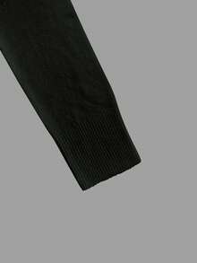 Áo khoác cardigan dệt kim gân màu đen, dáng rộng, cổ chữ V, cài một hàng khuy, phong cách Bohemian, thích hợp cho tiệc tùng mùa lễ hội. - màu đen - Xem 6