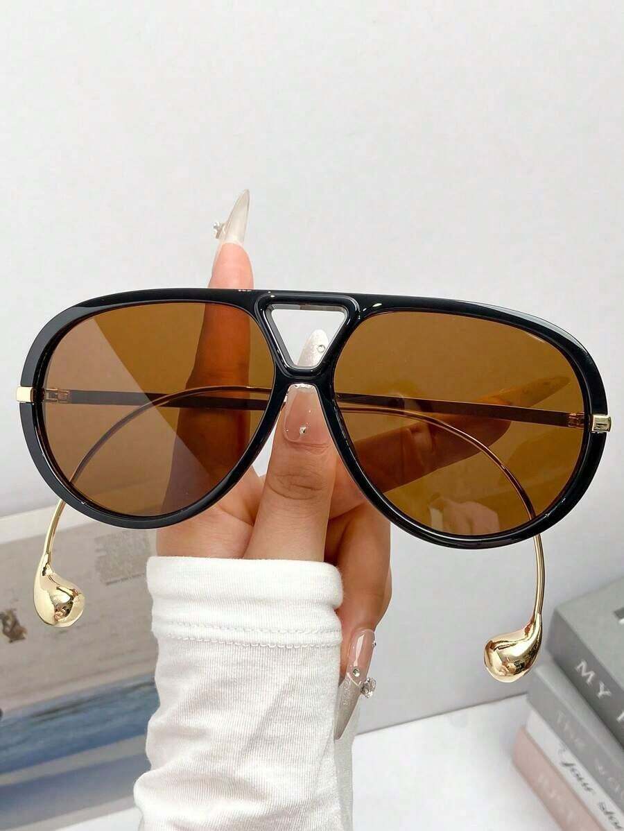 New Fashion Retro Extra Large Y2K Bold Metal Round Frame Glasses, Suitable For Women & Men, Versatile For Street Style, Outdoor, Beach, Travel, Casual, Formal Occasions, Elegant, Chic - 彩色 - 查看 1