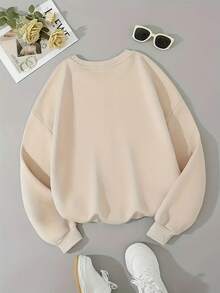 2026 New Year Outfit Women Ladies FUR MAMA Pet Lover Sweatshirt - Cute Dog Cat Paw Print Design, Soft Crew Neck Sweater Suitable For Dog Walking, Casual Four Seasons Long Sleeve Pullover, Machine Washable Gift For Cat Ladies And Pet Moms, Geometric Pattern Casual Outfit With Paw Print And Bone Pattern, Loose Fit Daily Comfort, Perfect For Pet Owners And Poop Scoopers Loose And Comfortable Winter Clothes For Women - 淺灰色 - 查看 11