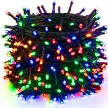 Luces navideñas de 230 LED y 20,5 metros de largo. Disponibles en 5 colores, con 8 modos de iluminación. Luces LED para árbol de Navidad, guirnalda de luces, guirnalda de luces para decoración de festivales. Conector para conectar varios juegos. Decoración para fiestas, bodas y festividades. Luces navideñas (en la caja se indica: 230 LED y 24 metros de largo).