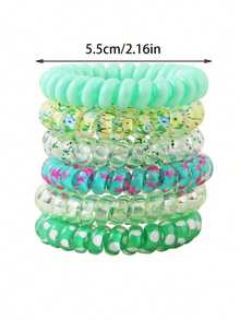 Candy-Colored Spiral Hair Ties Set 6pcs Bridesmaid Team Decor Bachelorette Party Bridal Shower Wedding Christmas Party Accessories Festive Hair Coils - 粉色 - 查看 4