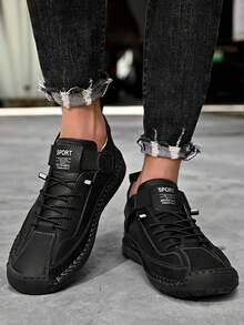 1 par de zapatos deportivos para hombre, zapatos casuales con cordones, de negocios, cálidos y transpirables, ligeros y antideslizantes, tallas desde 38 hasta 48, zapatillas de correr de media altura con cordones, estilo caballero, cómodos, duraderos, zapatos de viaje, hechos a mano