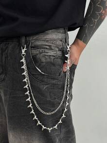 1pc Men's Gothic Punk Style Halloween Skeleton Ghost Chain Fashion Waist Chain, Simple Yet Sophisticated Daily Accessory, Biker Punk Rock Vibe - Multicolor - View 7