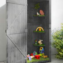 Outsunny 30" X 21" X 71" Garden Storage Shed, Outdoor Storage Shed With 3 Tier Shelves, Workshop Yard Tool Utility Storage House Water-Resistant All-Weather Cover Spire Roof, Grey - 灰色 - 查看 9