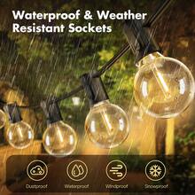 10/25/50/100/200FT G40 Indoor & Outdoor String Lights, 2700K Warm White, Shatter-Resistant LED Spherical Bulbs, Vintage & Chic Round Ball Light Strings, Easy To Install, Perfect For Porch, Backyard,Outdoor Camping, House BBQ, Party,  New Year, Valentine's Dayn And Winter Garden Decorations. - US A Type Plug(110-127V) - View 2