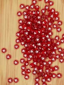 100-1000 Stücke Acryl-Herzperlen, rot mit weißem Herzmuster, für Schmuckherstellung, DIY Basteleien