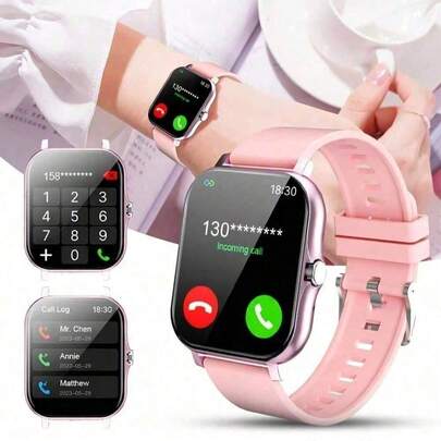 Smartwatch mit Vollbildschirm - Schlaftracker, kabellose Anrufe, Schrittzähler, Musiksteuerung & Fitness-Tracker für Männer & Frauen (180mAh Akku)