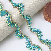1pc Wave Shape Rhinestone Decorated Hot Melt Glue Decorative Trim, Wedding Dress & Veil Decoration Accessory - Multicolor - View 24