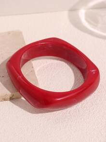 Fashionable Vintage Metal & Resin Layered Bangle Bracelet, Asymmetrical Thick Geometric Bracelet, New Jewelry For Women In Autumn/Winter