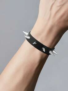 Yanxyad Punk Spiked Studded Bracelets For Men, Punk Studded Bracelet Set, Black Leather Rivet Punk Bracelet Cuff Wrap Bangle Snap Button Wristband & Gifts Women Men Bracelet Sets