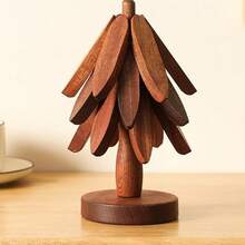 1pc Wooden Heat Insulation Mat, Heat Resistant Table Pad With Tree Design, High Quality Cup Coaster For Home Use