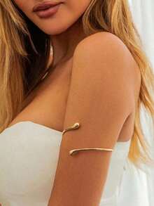 1pc European And American Lava Bangle Arm Chain, Fashion Liquid Texture Metal Drop Armlet - Vàng - Xem 3