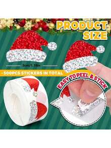 1 Roll, 500 Sheets Christmas Stickers, Perfect For DIY Gift Wrapping, Baking And Decoration, Box Sealing Stickers, Christmas Birthday Gift Decorations, Gift Box Decoration Bag Packaging Labels, Self-Adhesive Sealing Stickers,Christmas Decor,Partyfavor,Food Catering For Christmas