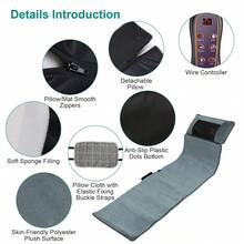 Portable Full Body Electric Massage Mat W/ Heat 10 Vibration Heating Pad Massage Mattress - 美規A型插(110-127V) - 查看 6