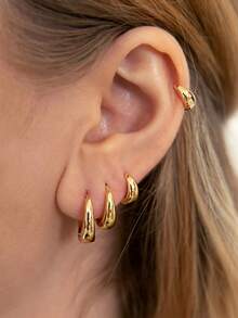 Set de 8 piezas de pendientes de aro dorados para mujeres, de aleación de cobre con piedras de circonita, hipoalergénicos, de diseño pequeño y elegante, ligeros y gruesos, versátiles de moda, adecuados para múltiples perforaciones de oreja, excelentes para citas, fiestas, bodas, regalos de Navidad - Amarillo Oro - Ver 3
