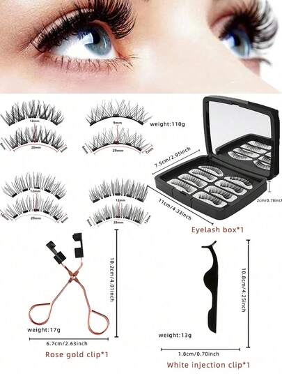 Set di ciglia magnetiche - Ciglia riutilizzabili dall'aspetto naturale con design magnetico, include pinzette e custodia di conservazione; leggere, facili da applicare e confortevoli per l'uso tutto il giorno; naturali per le donne, accessorio per il trucco ideale per look quotidiani, da festa e da viaggio