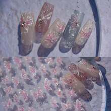Goldfish Nail Art Stickers Sparkly Koi Fish Nail Stickers 5D Embossed Koi Lotus Leaf Chinese Style Manicure Decals Accessories Shell Light Goldfish Adhesive Slider For Women DIY Nail Art Decorations-735015 - 蝴蝶貼紙2 - 查看 5