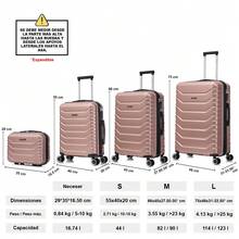 Set Of 4 ABS+Polycarbonate Suitcases | Toiletry Bag 35*29*16.50 | Cabin 55x40x20cm | Medium Expandable 66x45x27.50cm-30cm Extended - 20kg-23kg | Large Expandable Suitcase 75x49x31cm-33.50cm Extended - 25kg-30kg | Semi-Rigid Small Trolley Hand Luggage 4 360º Swivel Wheels Numeric Lock - Yellow/Navy/Mint/Black/Pink/Rose Gold/Turquoise/Green - Rusty Rose | 4個行李箱套裝 - 查看 3