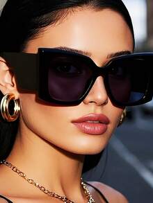 1 Piece Of Women's Fashionable Leopard Print Glasses, With A Stylish Frame And Decorative AC Lenses, Suitable For Casual And Formal Wear  Leopard Print    Boho    PC    Animal Pattern - 橘色 - 查看 2