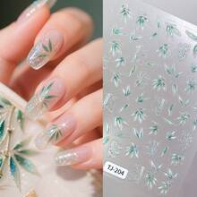 5D Geprägte Bambus Schatten Nail Art Aufkleber, Chinesischer Stil bunte Nail Decals