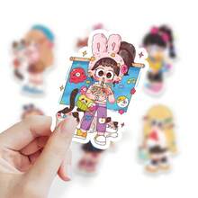 53pcs Cute Kawaii Girl Sticker Set, Cartoon Character Stickers Suitable For Laptop, Water Bottle, Phone, Scrapbooking DIY And More - Multicolor - View 5