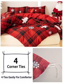 3 件套圣诞驯鹿圣诞树印花羽绒被套套装（1 个羽绒被套和 2 个枕套）柔软亲肤羽绒被套床上用品套装，适合家庭使用，四季床单套装圣诞礼物 - 彩色 - 查看 6