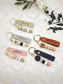 Personalized Daisy Keychain Floral Key, DIY Personalised Keyring, Ring Bag Wallet Key, Chain Decoration Gift School Car Accessories Cute Goth