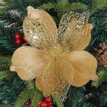 22CM Christmas Flower Decoration Artificial Sparkling Poinsettias Floral Picks For Tree Vase Garland