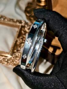 2pcs Stainless Steel Luxury Four-Leaf Clover Nail Bangle & Four-Leaf Clover Clasp Bracelet Jewelry Set, Fashionable Minimalist Waterproof Stainless Steel Jewelry Combination, Suitable For Daily Wear