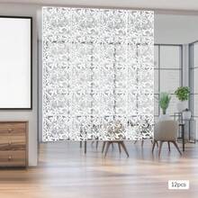 12-Piece Hanging Folding Screen Set With Intricate Carved Design - Lightweight PP Partition Panels For Room Division And Decorative Display - Versatile Modular Screen System For Events And Home Organization - White - View 7