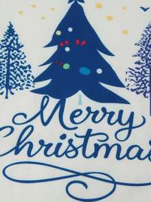 Christmas Family Pajamas Matching Set, Letters Tree Print T-Shirt With Plaid Pants Sleepwear Loungewear