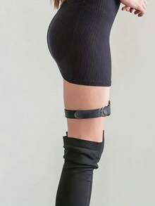 2pcs Women Sexy PU Leather Strap Fashion Gothic Style Thigh Garter Belt Decorative Suspender Thigh Straps Lingerie Stockings