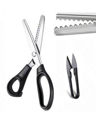 专业锯齿剪刀，舒适手柄花边剪刀，不锈钢缝纫剪，缝纫工具，手工艺工具，学生用品，装饰工具