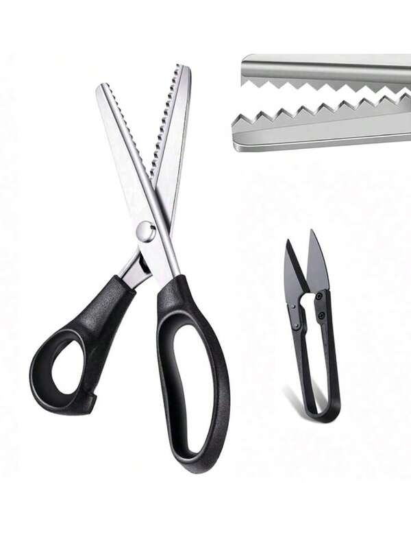 Professional Serrated Scissors, Comfortable Handle Lace Scissors, Stainless Steel Sewing Shears, Sewing Tools, Handicraft Tools, Student Supplies, Decorative Tools