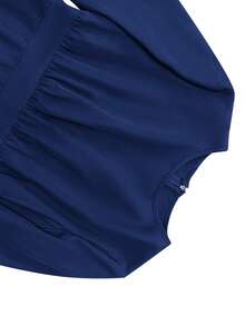 Women's Elegant Long Sleeve Midi Dress With Button Detail And Side Slit Solid Color Family Gathering Date Commuting - Lady's Elegant Dress