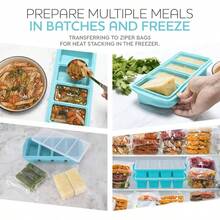 Silicone Freezer Tray With Lid - Soup Freezer Container Molds - Large Cube Tray - Makes 8 1 Cup Portions Cubes, 2 - Pack Freezer Storage Food Soups Meal Prep - Oven Dishwasher -