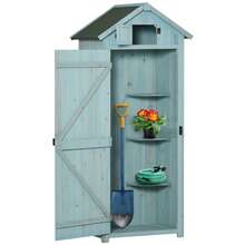 Outsunny 30" X 21" X 71" Garden Storage Shed, Outdoor Storage Shed With 3 Tier Shelves, Workshop Yard Tool Utility Storage House Water-Resistant All-Weather Cover Spire Roof, Blue - Màu xanh lam - Xem 2