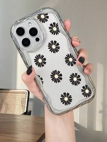 Edgy Black Daisy Handyhülle, minimalistisches Blumendesign,  leuchtende Blumen, Modeaccessoire, kompatibel mit iPhone 16promax/16pro/16plus/16/15promax/15pro/15plus/15/14promax/14pro/14plus/14/13promax/13pro/13/12promax/12pro/12/11promax/11pro/11/X/XSmax