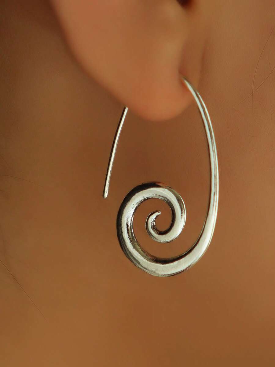 1 par de pendientes de gota con diseño hueco en espiral de estilo bohemio vintage, adecuados para el uso diario y fiestas de mujeres