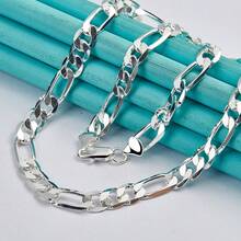 925 纯银项链，由独立工作室设计，意大利工艺，时尚简约，适合情人节送礼，8 毫米宽，18-24 英寸 - 銀色 - 查看 6