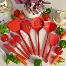 8 قطع مجموعة أدوات المطبخ السيليكون، مجموعة أدوات الطهي غير لاصقة تشمل ملعقة الحساء وملعقة الأرز